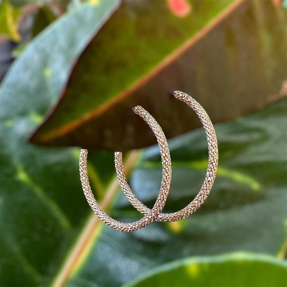Water-resistant sparkly gold hoop earrings. Handmade 14K gold filled - 25mm